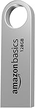 Amazon Basics 128 GB Flash Drive | USB 2.0 M Series | Temperature, Shock and Vibration Resistant | Metallic Silver