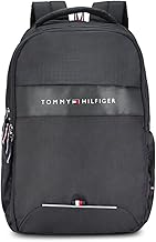 Tommy Hilfiger Joshua Polyester Unisex 15 Inch Laptop Backpack - Black | 21 Ltr Capacity| Padded & Adjustable Strap | Water Resistant | 3 Compartment | Water Bottle Holder | USB Cable holder Pocket