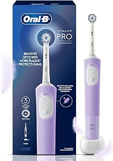 Oral B Vitality Pro with Sensitive Plus Rechargeable Electric Toothbrush for Adults, 3 Brushing Modes, 2 Min Timer, 2 Year Warranty by Oral-B, IPX7 Water Resistant (Lilac)