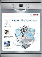 Bosch 13 Place Settings, Free Standing Dishwasher (SMS66GI01I, Silver Inox), extra dry and hygienic wash