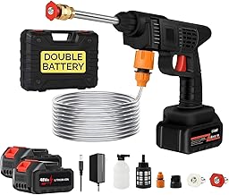 SHAYONAM (Double Battery)Wireless High Pressure Car Washer & Car Cleaning 48V Rechargeable Electric Pressure Washer Gun Machine Tool for Car,Bike,Gardening with Adjustable 3in1 Nozzle&5M Hose Pipe-(1)