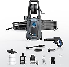 Amazon Basics Pressure Washer 2000W, 160 Bar, 7 L/min Flow Rate, 10M Hose, 5M Power Cord, Auto Stop, Copper Winding Motor | Includes 10 Accessories | Ideal for Car, Bike and Outdoor Cleaning