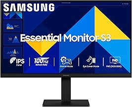 Samsung Essential Series S3 Flat Monitor 22 Inch (54.6 cm) FHD (1,920 x 1,080 Resolution), 100 Hz, IPS Panel, 5ms(GTG), D-Sub, HDMI (LS22D300GAWXXL, Black)