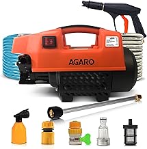 AGARO Supreme High Pressure Washer, Car Washer, 1800 Watts Motor, 120 Bars, 6.5L/Min Flow Rate, 8 Meters Outlet Hose, Portable, Car, Bike & Home Cleaning, Black and Orange