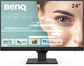 BenQ GW2490 24 inch 1920x1080p FHD IPS Monitor| 100Hz|99% sRGB|Eye-careU|Dual HDMI|Display Port|Bezel-Less|Eyesafe|VESA MediaSync|B.I.|Low Blue Light+| Speakers|VESA Wall mountable(Black)