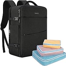 Travel Backpack for Men Women 17 Inch Flight Approved Carry on Backpack Waterproof Large 40L Luggage Daypack Business College Weekender Overnight Laptop Backpack with 3 Packing Cubes
